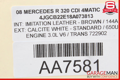 06-12 Mercedes W251 R320 GL450 Rear Left Side Door Window Regulator Motor Unit