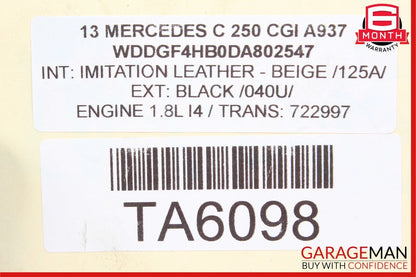 12-15 Mercedes W204 C250 Air Intake Cleaner Box Filter Housing Assembly