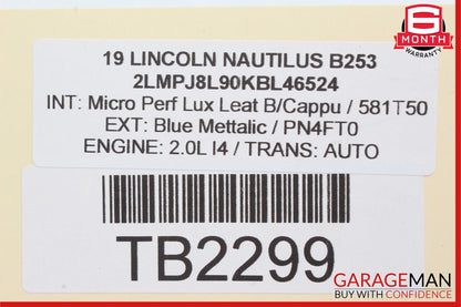 19-21 Lincoln Nautilus Front Left Side Door Window Regulator Plate w/o Motor