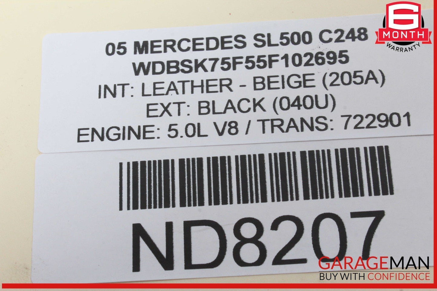 03-12 Mercedes R230 SL500 SL550 SL55 AMG Trunk Lid Lock Latch Handle OEM