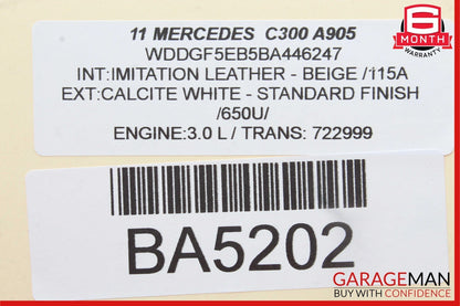 08-14 Mercedes W204 C300 Front Right Passenger Side Door Window Regulator Motor