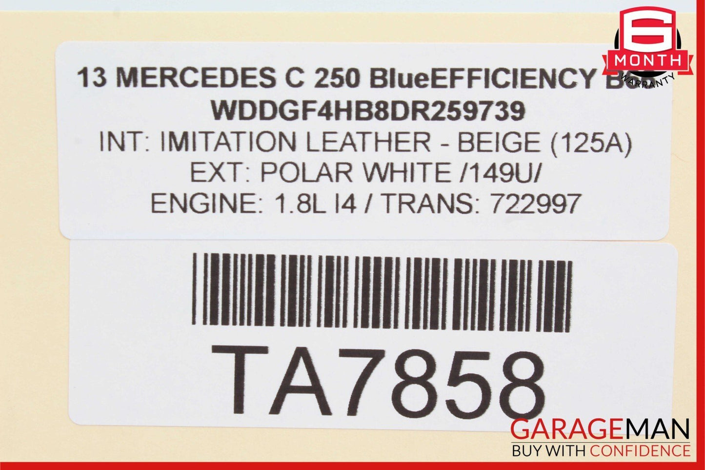 12-14 Mercedes W204 C250 C300 Front or Rear Right Exterior Door Handle White OEM