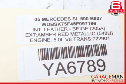 03-06 Mercedes R230 SL500 Center Dashboard Hazard Dash Vent OEM