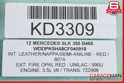 12-20 Mercedes R172 SLK350 SLK250 Rear Right Side Quarter Window Glass OEM