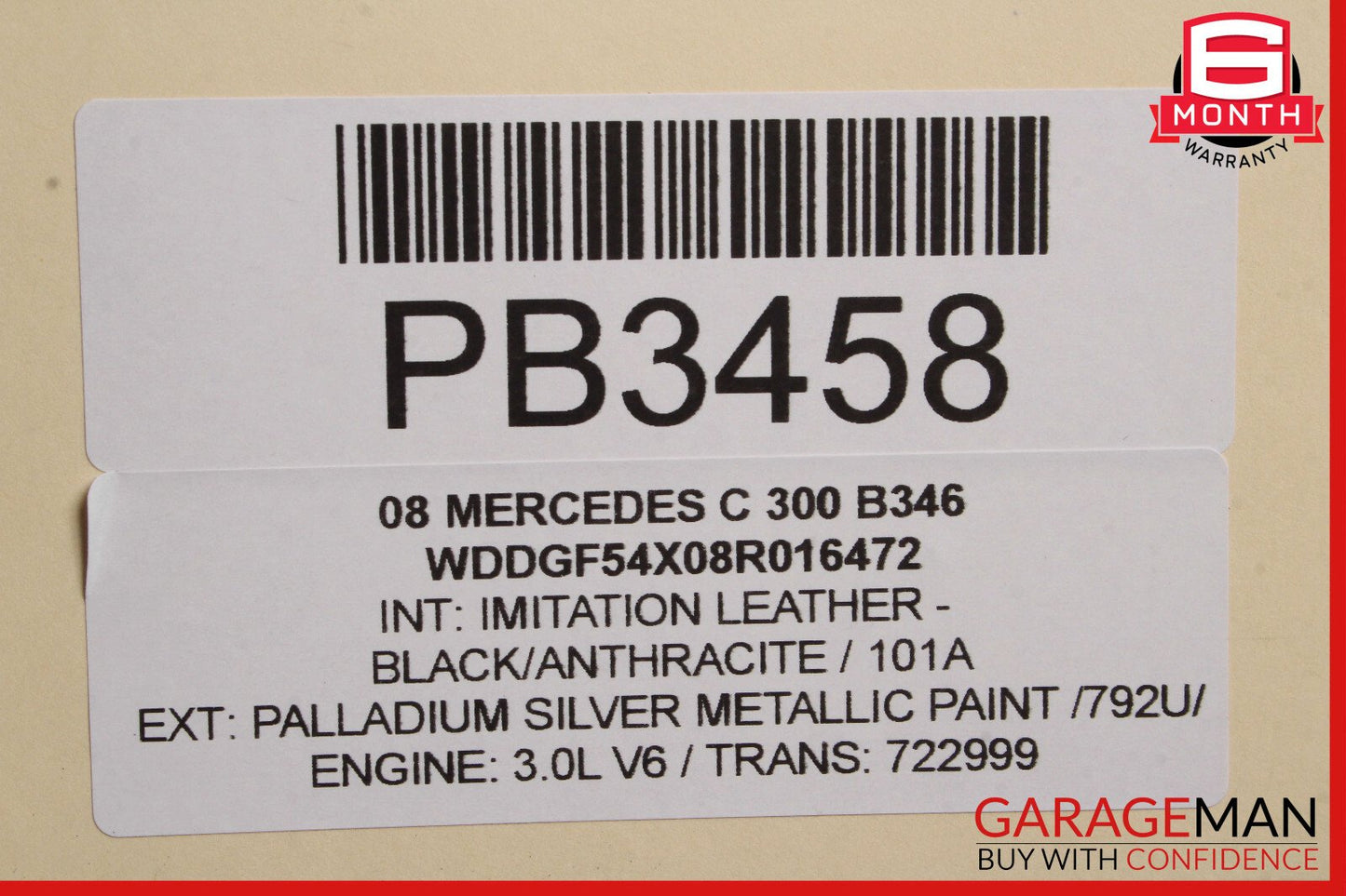 08-11 Mercedes W204 C250 C300 Seat Cushion Top Upper Front Right Black OEM