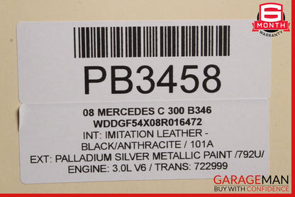 08-11 Mercedes W204 C250 C300 Seat Cushion Top Upper Front Right Black OEM