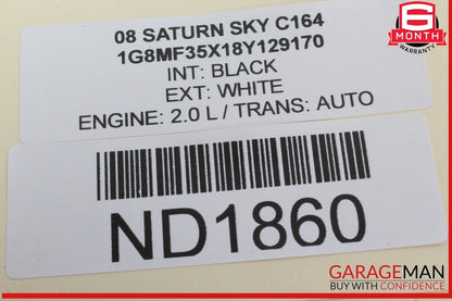 07-10 Saturn Sky Front Right Passenger Side Exterior Door Handle Black OEM