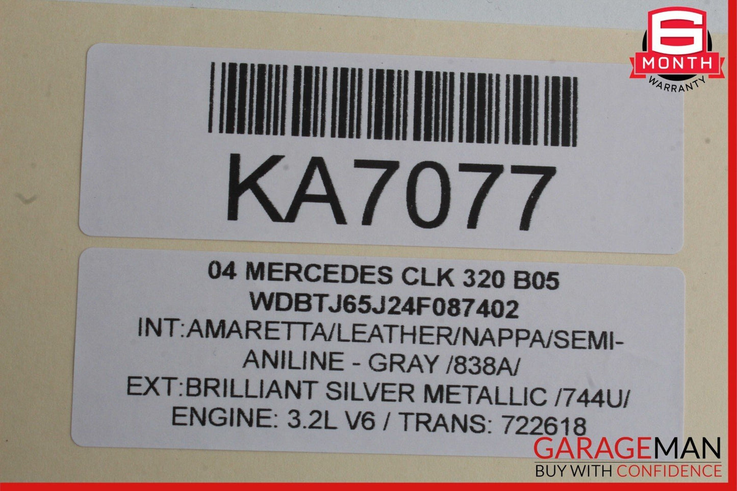 01-09 Mercedes W209 CLK3200 C230 C320 Interior Upper Rear View Mirror Gray OEM