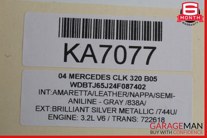 01-09 Mercedes W209 CLK3200 C230 C320 Interior Upper Rear View Mirror Gray OEM
