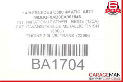 12-14 Mercedes W204 C300 C250 Sedan Right Passenger Exterior Door Handle Blue