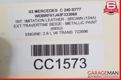 01-04 Mercedes W203 C240 C320 Front Left / Right Top Upper Seat Cushion Brown