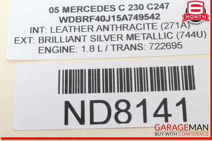 01-09 Mercedes W203 C230 C350 C320 Front Interior Rear View Mirror Gray OEM