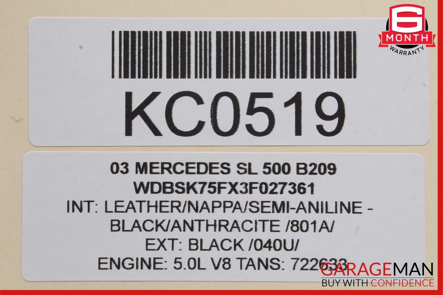 03-11 Mercedes R230 SL500 Front Right Passenger Side Door Window Regulator Motor