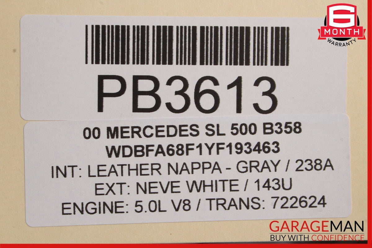 96-02 Mercedes R129 SL500 Right Passenger Side Top Upper Seat Cushion Gray OEM