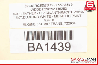 06-11 Mercedes W219 CLS550 Rear Right Side Keyless Go Exterior Door Handle White