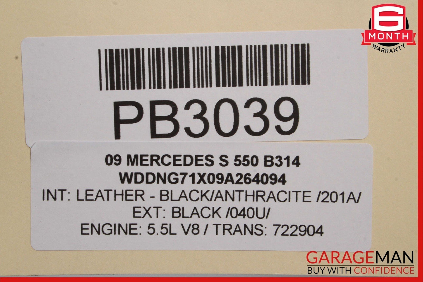 07-09 Mercedes W221 S550 Front Right Interior Door Trim Panel Assy Anthracite