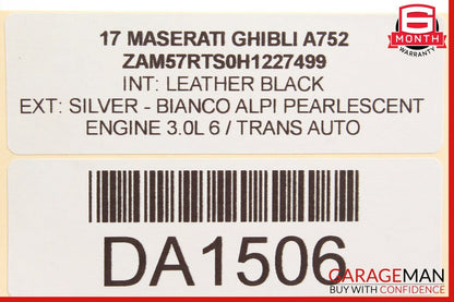 14-17 Maserati Ghibli Rear Right Side Door Lock Latch Actuator Mechanism