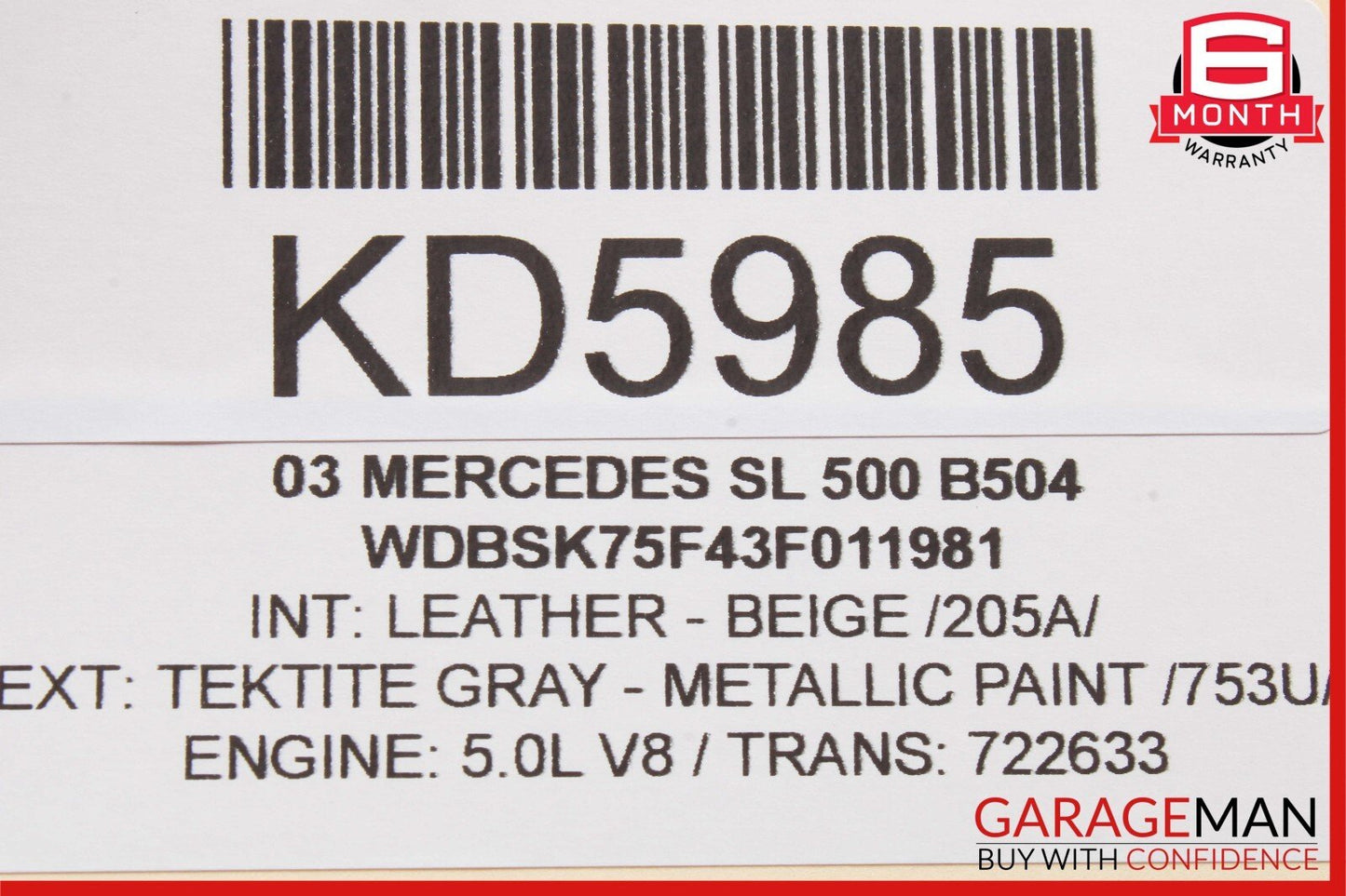 03-12 Mercedes R230 SL500 E350 E550 G55 AMG Steering Wheel Airbag Air Bag OEM