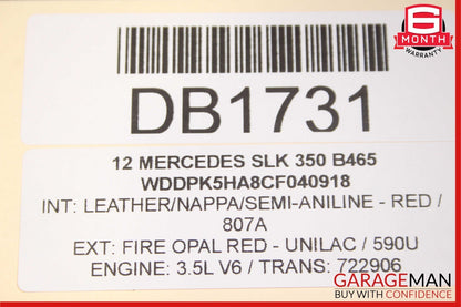 12-16 Mercedes R172 SLK350 Front Right Side Lower Bottom Seat Cushion Cover Red