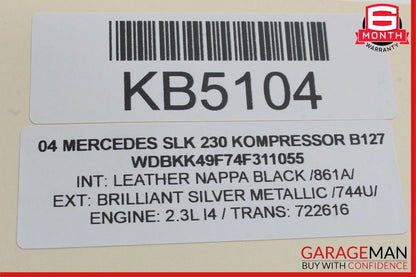 99-04 Mercedes R170 SLK230 Front Right Side Seat Belt Seatbelt Retractor Black