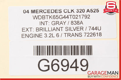 03-09 Mercedes W209 CLK500 Front Right Exterior Door Handle Brilliant Silver OEM