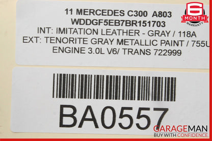 08-14 Mercedes W204 C250 C300 Sedan Front Right Side Interior Door Panel Gray