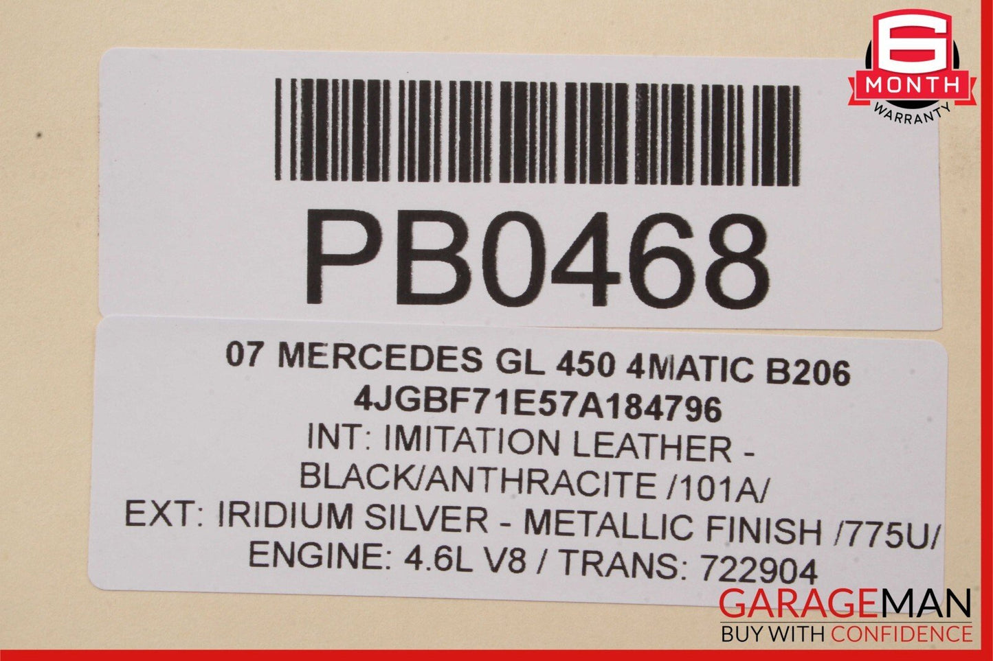 07-12 Mercedes X164 GL450 GL550 Front Right Lower Bottom Seat Cushion Anthracite