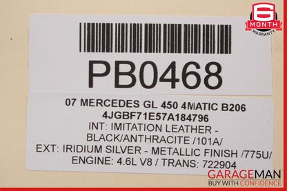 07-12 Mercedes X164 GL450 GL550 Front Right Lower Bottom Seat Cushion Anthracite