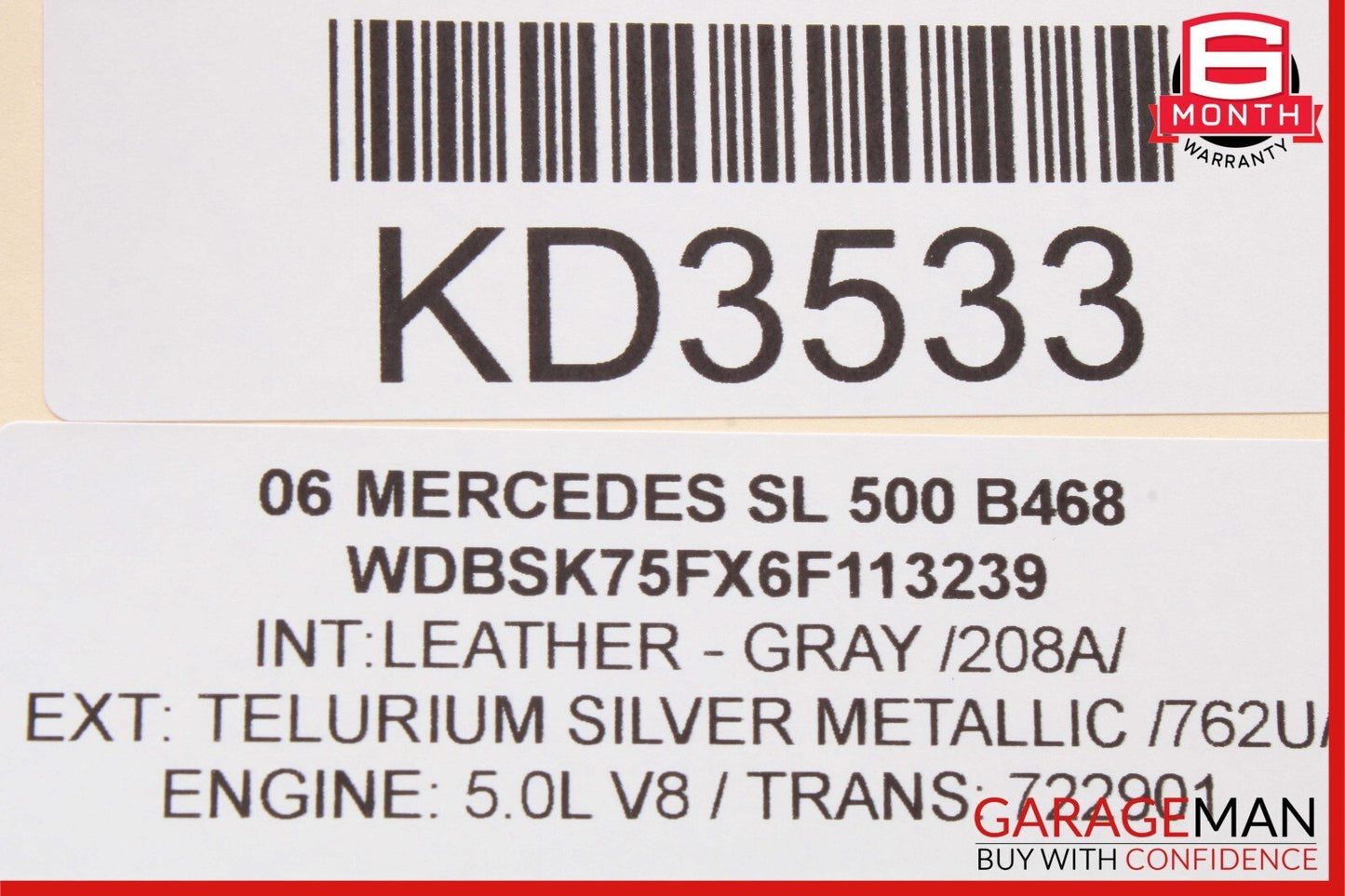 03-06 Mercedes R230 SL500 SL55 AMG Right Side Exterior Door Handle Silver OEM