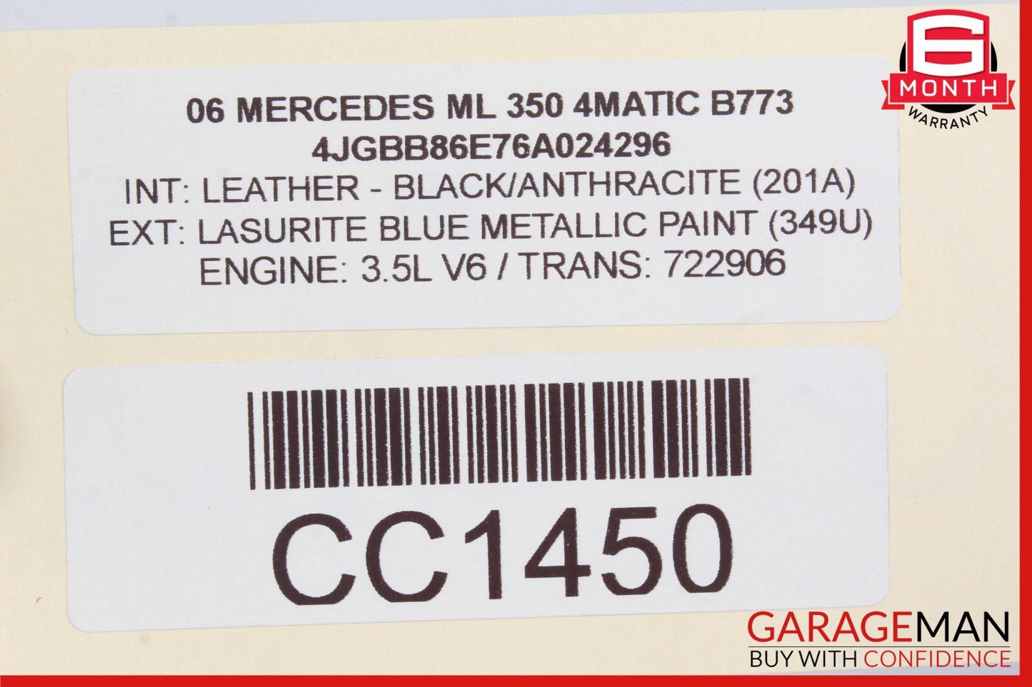 06-11 Mercedes W164 ML350 ML500 Front Hood Bonnet Cover Lid Panel Assy Blue