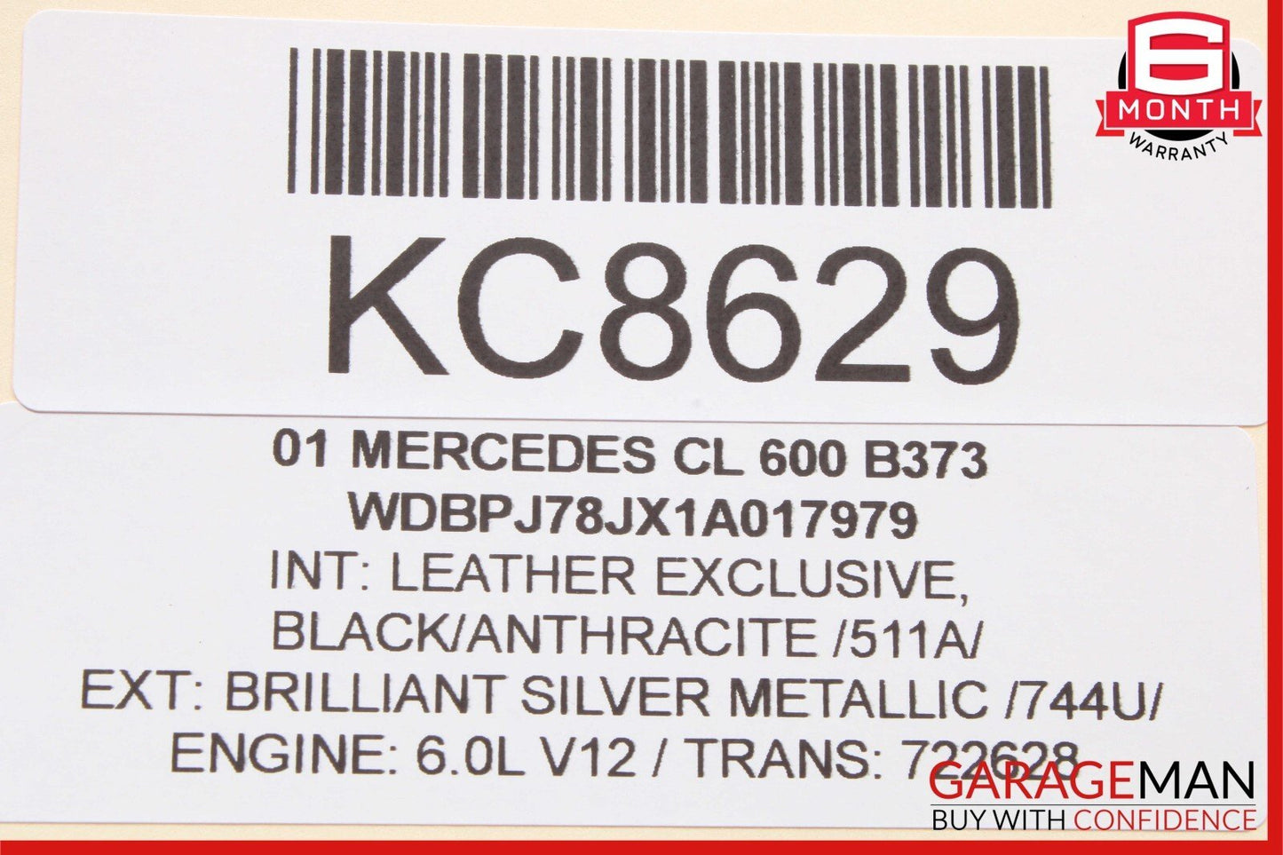 00-06 Mercedes W215 CL600 Front Left / Right Seat Head Rest Headrest Anthracite