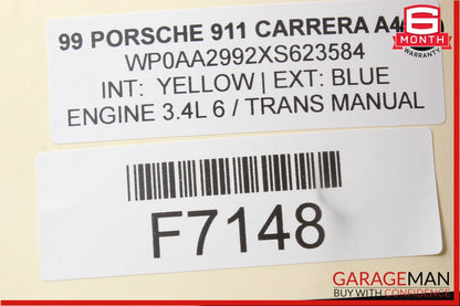 99-05 Porsche Carrera 911 996 Coupe Rear Right Passenger B Pillar Trim Panel OEM