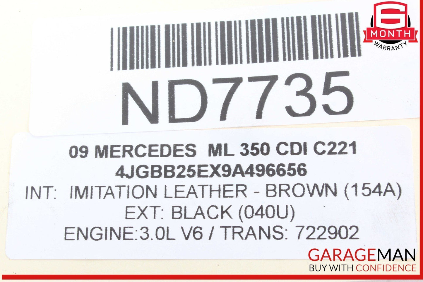 09-13 Mercedes W164 ML350 CDI R350 GL350 Engine Exhaust Pipe 2514920401 OEM