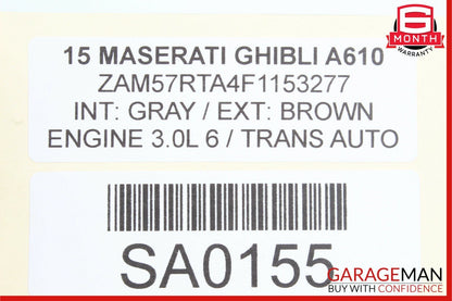 14-17 Maserati Ghibli Rear Left Upper Seat Cushion Assembly Leather Brown
