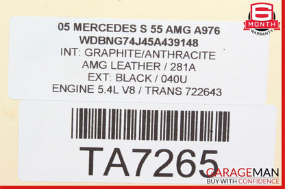 03-06 Mercedes S55 CL55 E55 AMG Engine Motor Crankshaft Rear Cover Seal Assembly