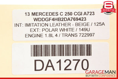 12-14 Mercedes W204 C250 C300 Sedan Right Passenger Exterior Door Handle Blue
