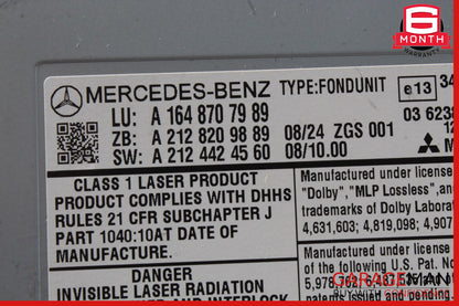 07-09 Mercedes X164 GL450 R350 ML350 DVD Video Player 1648707989 OEM