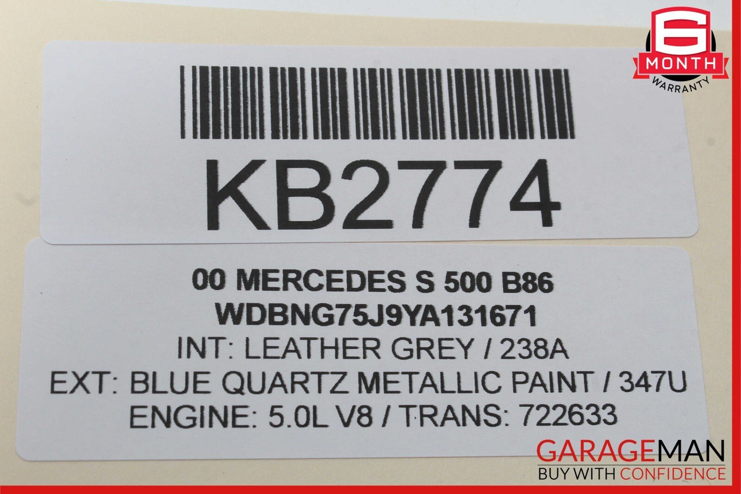 00-06 Mercedes W220 S500 Front Right Passenger Seat Headrest Head Rest Grey OEM