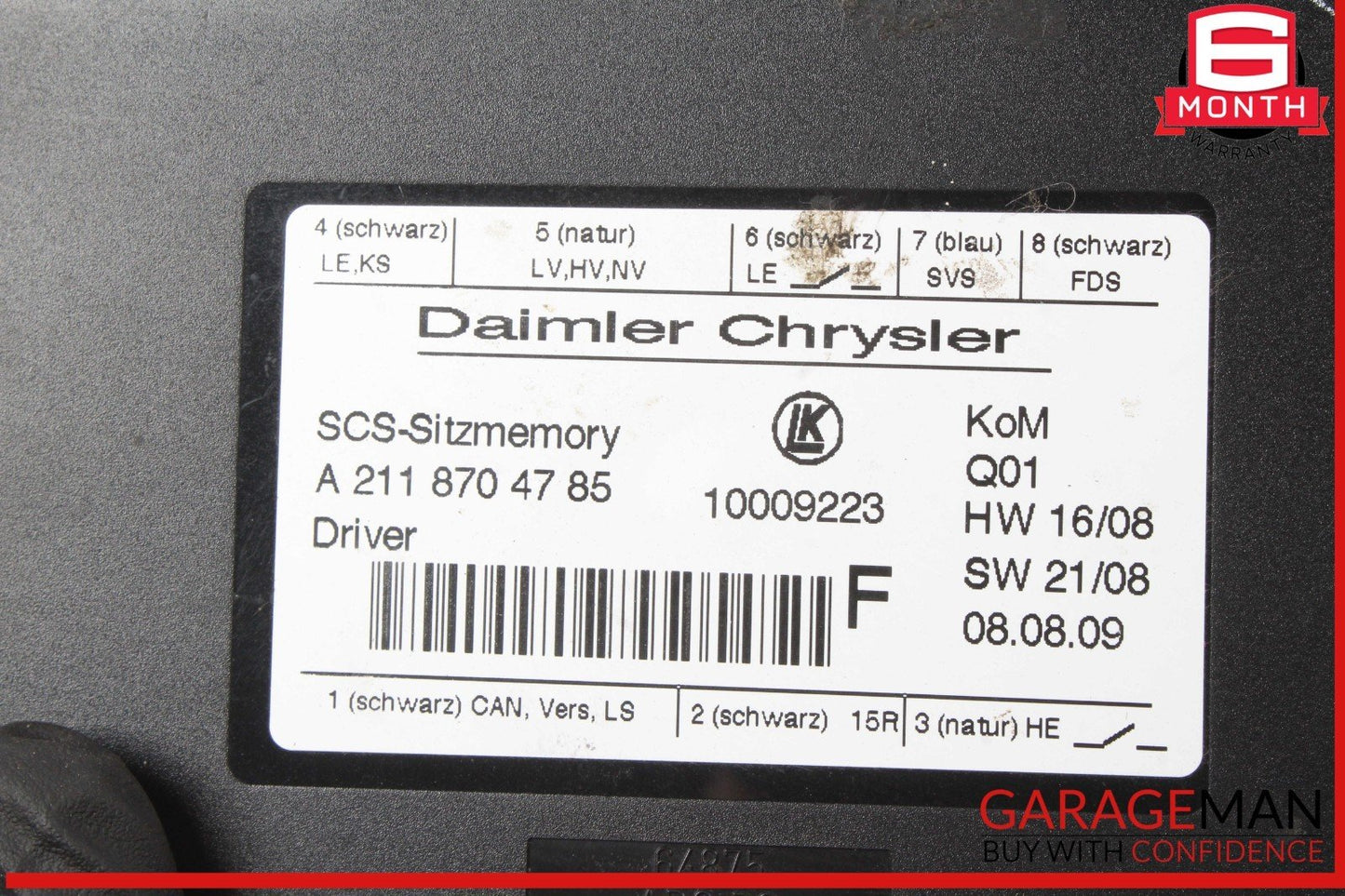 03-12 Mercedes X164 GL450 CLS550 SLK350 Seat Control Module Left Side OEM
