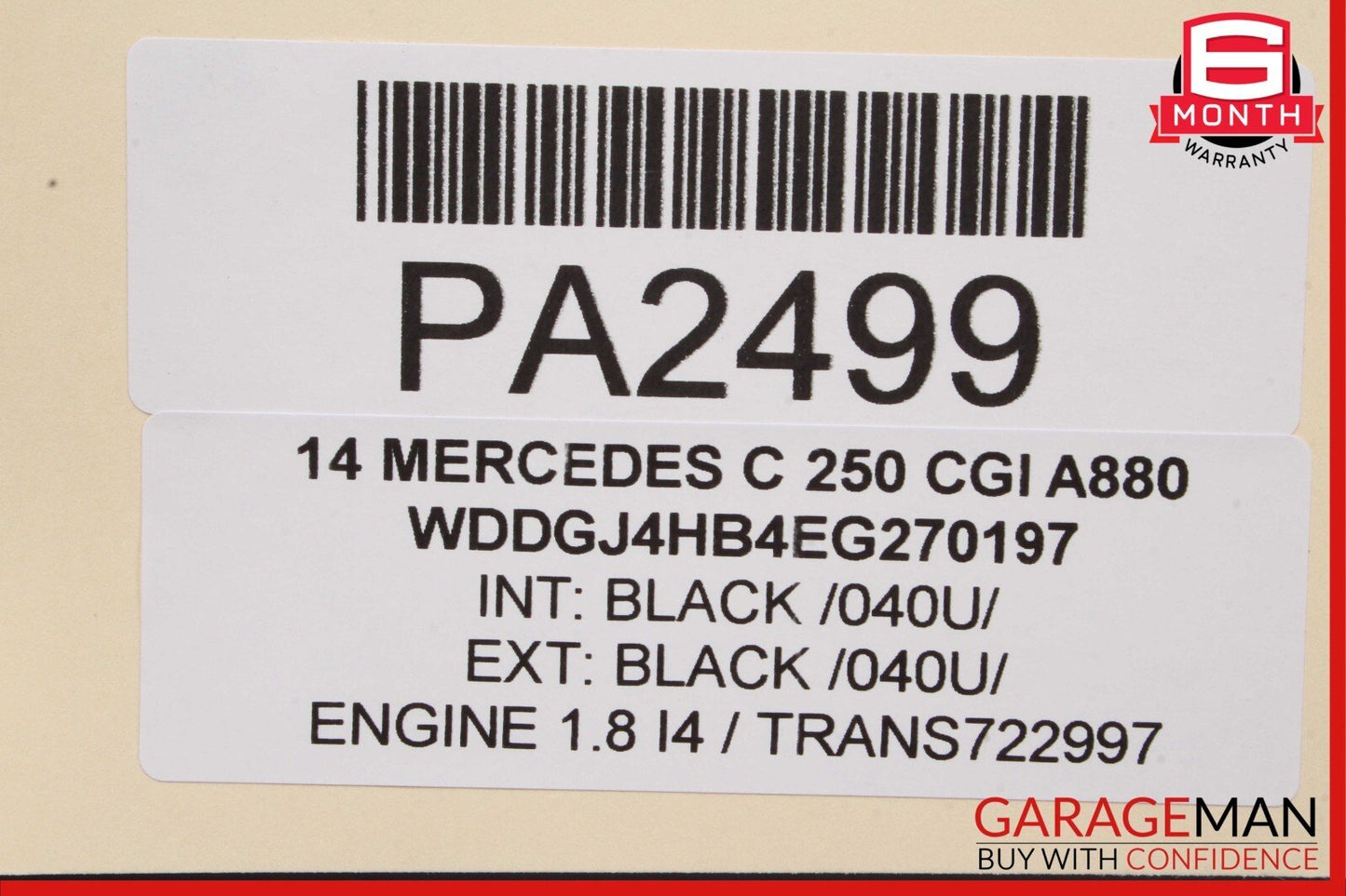 10-17 Mercedes C250 E350 Coupe Front Right Side Top Upper Seat Cushion Black