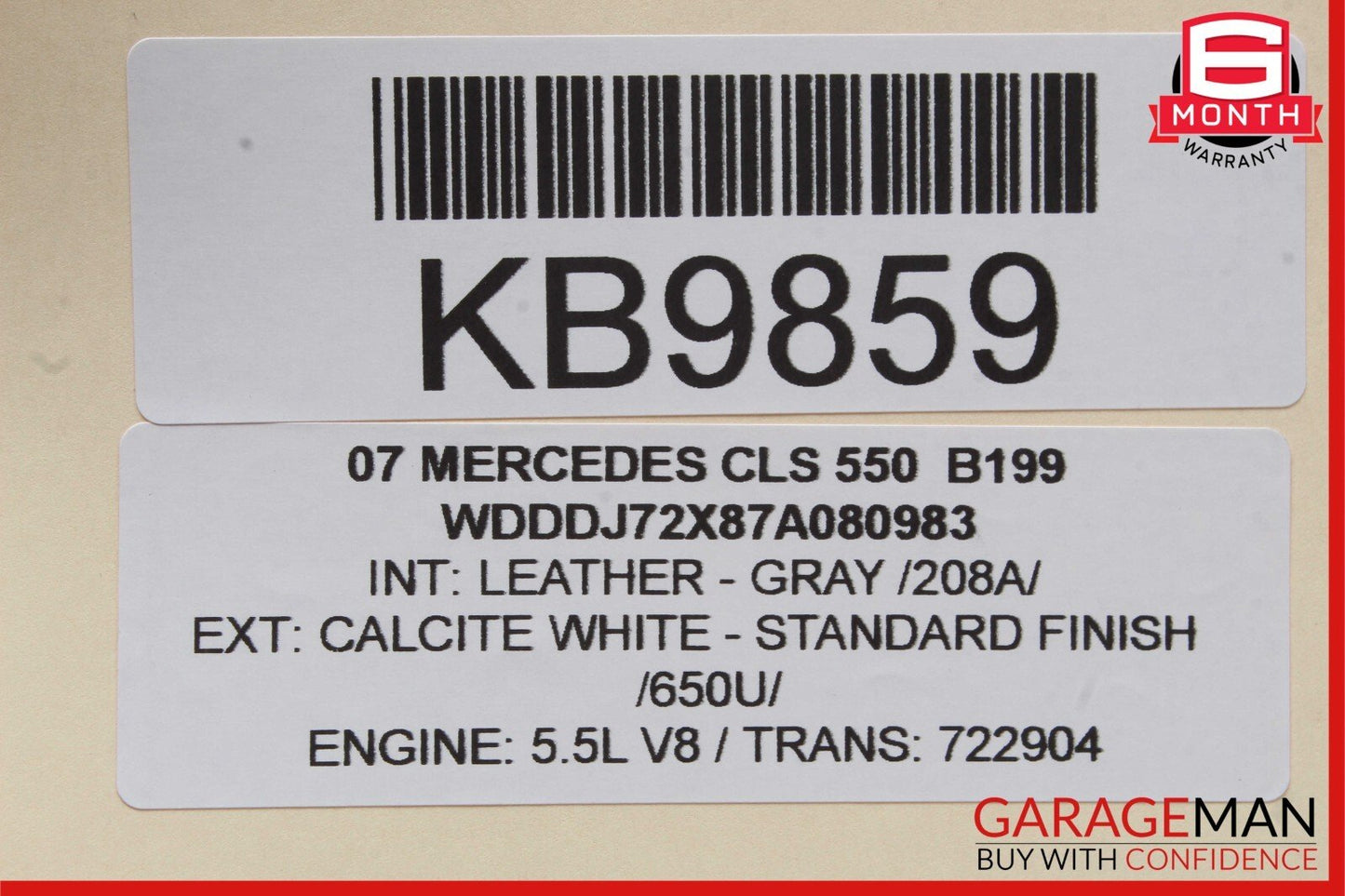 06-11 Mercedes W219 CLS550 Front Right Side Sunvisor Sun Visor Shade Gray OEM