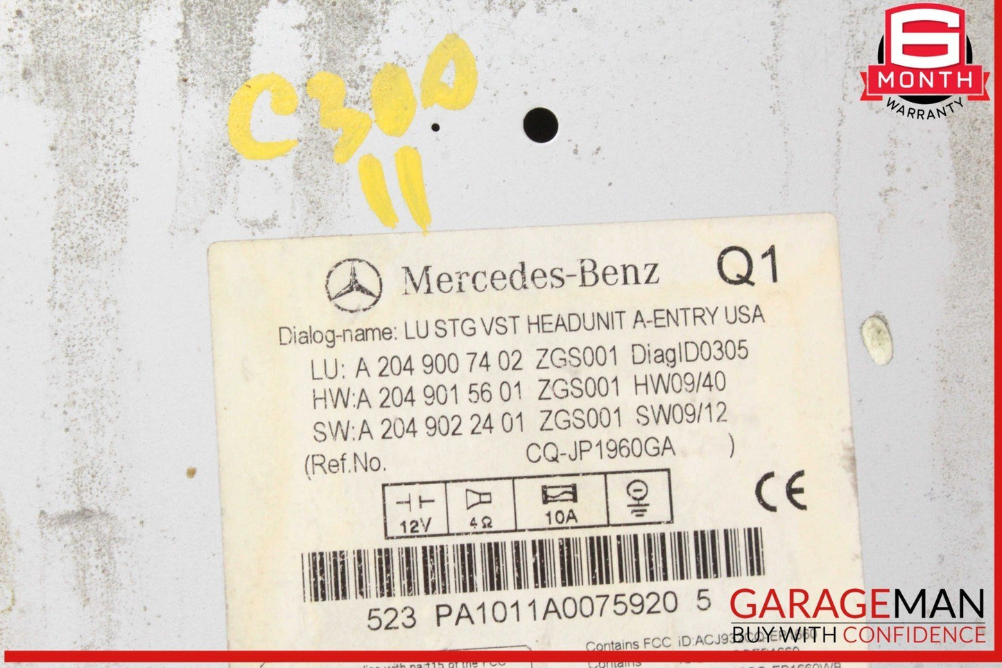 08-11 Mercedes W204 C300 Head Unit Navigation Command Command CD Player OEM