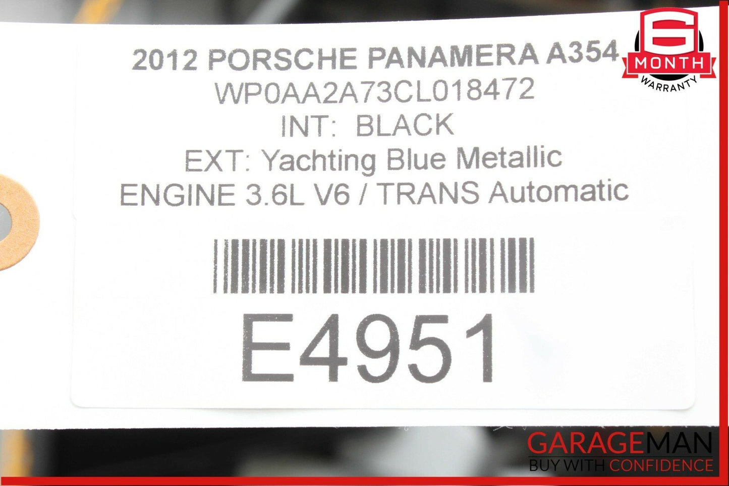 10-15 Porsche Panamera 970 Power Steering Fluid Reservoir 7L5422371 OEM