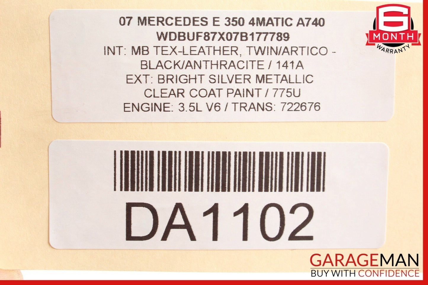 03-09 Mercedes W211 E350 Rear Left Driver Side Door Window Regulator Motor OEM