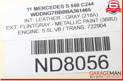 07-13 Mercedes W221 S550 S600 Rear Left Driver Side Window Regulator OEM
