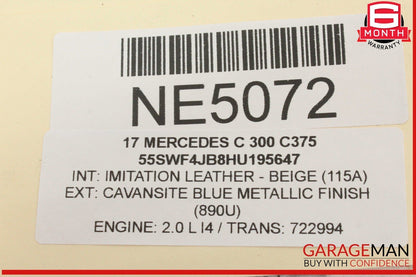 15-20 Mercedes W205 C300 Rear Left Driver Side Exterior Door Handle Blue OEM