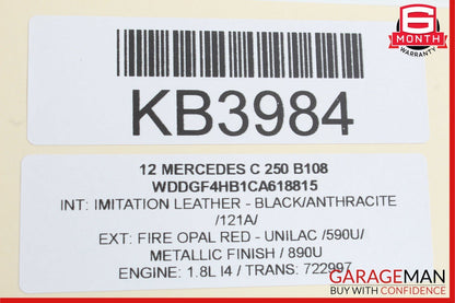 12-14 Mercedes W204 C250 C350 C63 AMG Rear SAM Fuse Box Relay Module Assembly