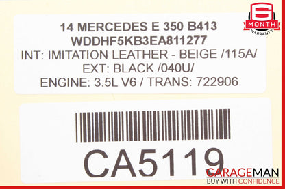 14-16 Mercedes W212 E350 Rear Right Exterior Door Handle Black OEM