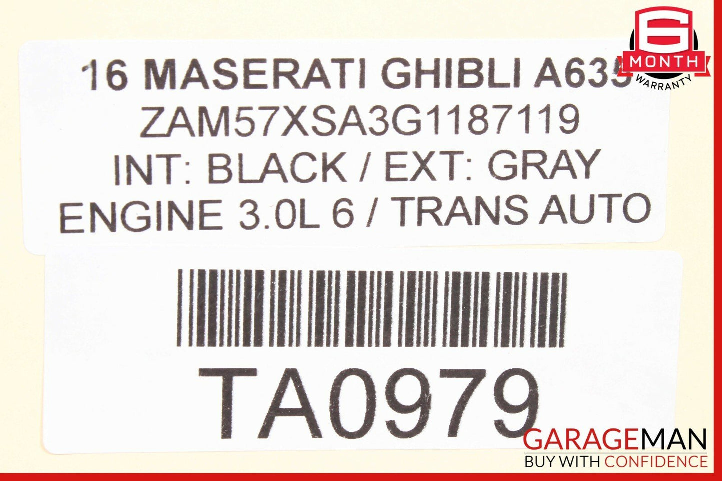 14-17 Maserati Ghibli Rear Right Side Complete Interior Door Panel Black OEM