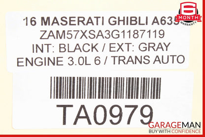 14-17 Maserati Ghibli Rear Right Side Complete Interior Door Panel Black OEM